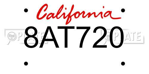 8AT720 California License Plate
