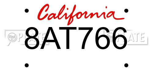 8AT766 California License Plate