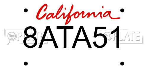 8ATA51 California License Plate
