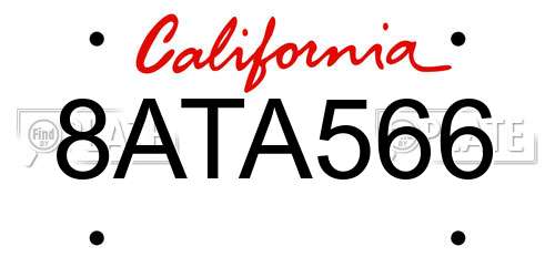8ATA566 California License Plate