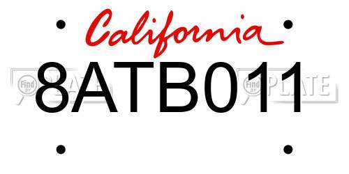 8ATB011 California License Plate