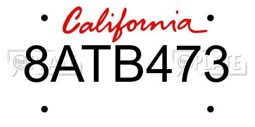 8ATB473 California License Plate