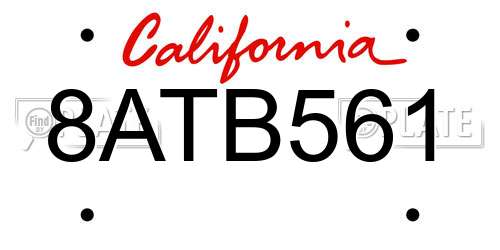 8ATB561 California License Plate