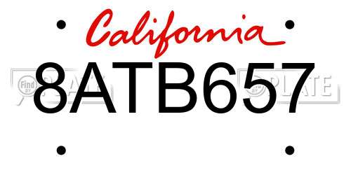 8ATB657 California License Plate