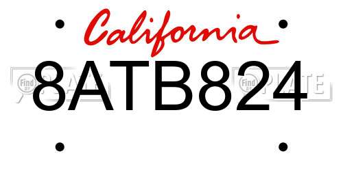 8ATB824 California License Plate