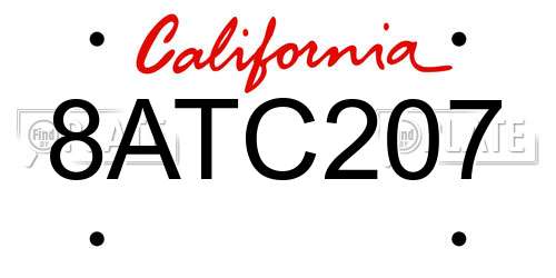 8ATC207 California License Plate