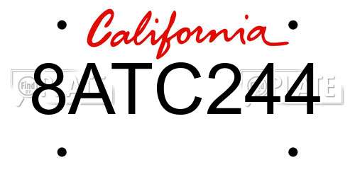 8ATC244 California License Plate