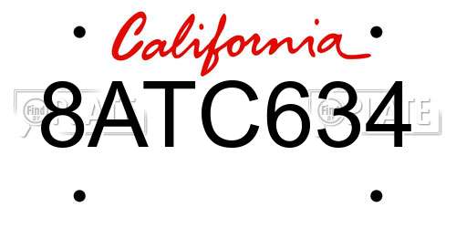 8ATC634 California License Plate