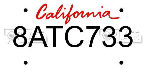 8ATC733 California License Plate