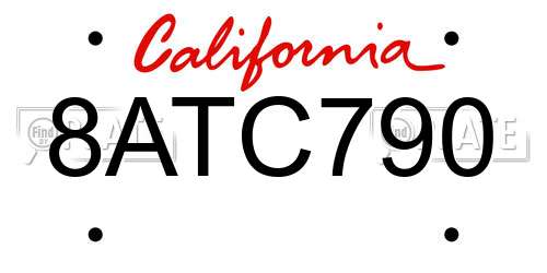 8ATC790 California License Plate