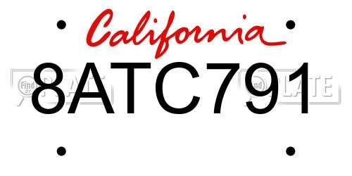 8ATC791 California License Plate