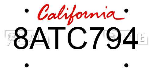 8ATC794 California License Plate