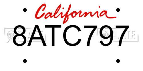 8ATC797 California License Plate