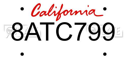 8ATC799 California License Plate
