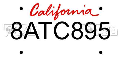 8ATC895 California License Plate
