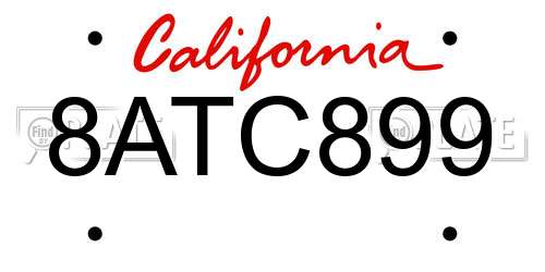 8ATC899 California License Plate