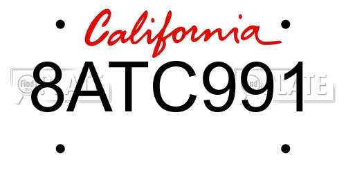 8ATC991 California License Plate