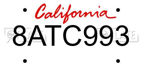 8ATC993 California License Plate