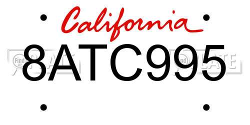 8ATC995 California License Plate