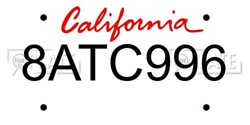8ATC996 California License Plate