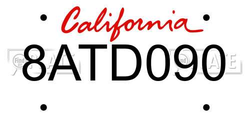 8ATD090 California License Plate
