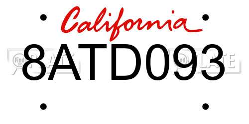 8ATD093 California License Plate