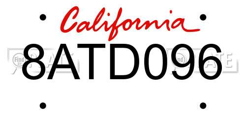 8ATD096 California License Plate