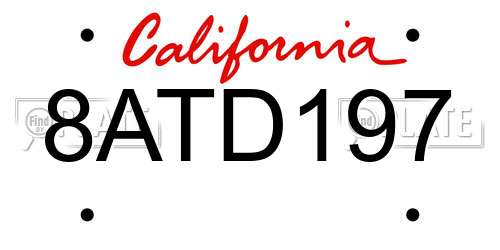 8ATD197 California License Plate
