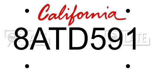 8ATD591 California License Plate