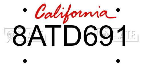 8ATD691 California License Plate