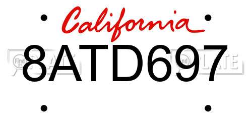 8ATD697 California License Plate