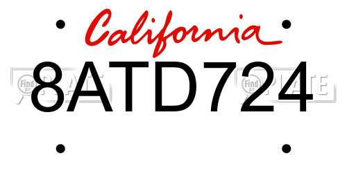 8ATD724 California License Plate