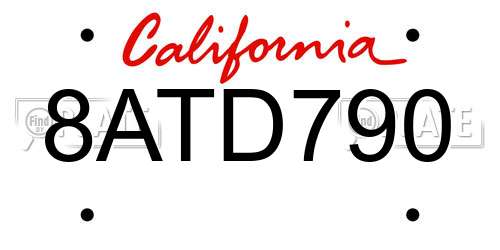 8ATD790 California License Plate