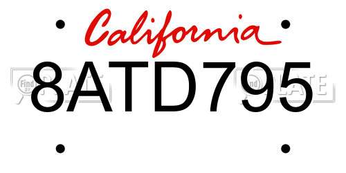 8ATD795 California License Plate