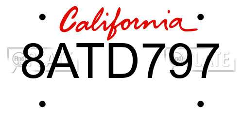 8ATD797 California License Plate
