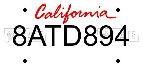 8ATD894 California License Plate