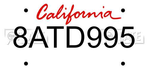 8ATD995 California License Plate
