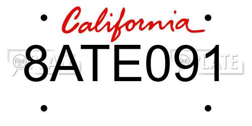 8ATE091 California License Plate
