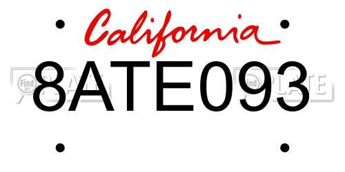 8ATE093 California License Plate
