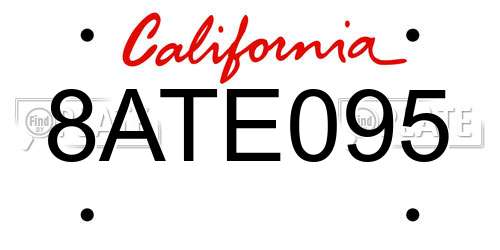8ATE095 California License Plate