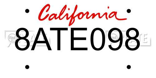 8ATE098 California License Plate