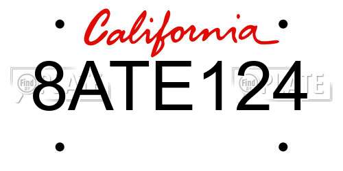 8ATE124 California License Plate