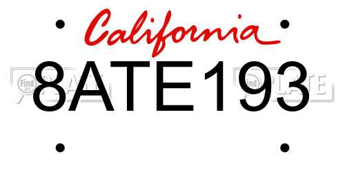 8ATE193 California License Plate