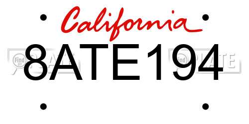 8ATE194 California License Plate