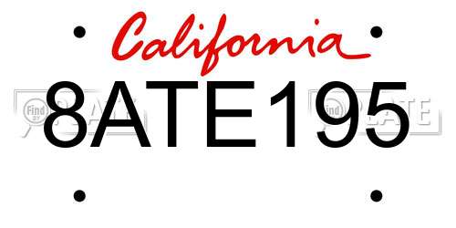 8ATE195 California License Plate