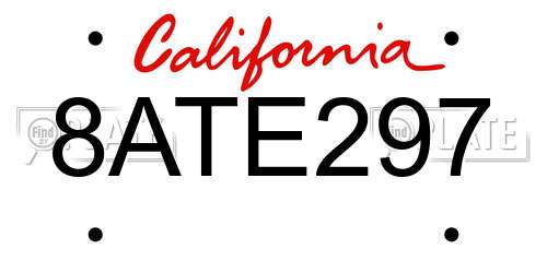 8ATE297 California License Plate