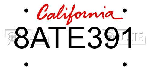 8ATE391 California License Plate