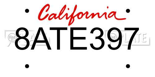 8ATE397 California License Plate