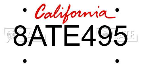8ATE495 California License Plate