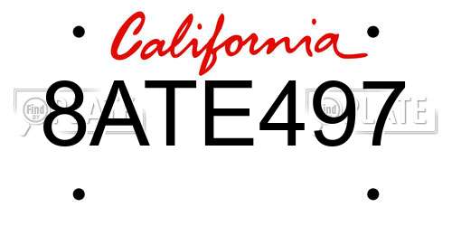 8ATE497 California License Plate